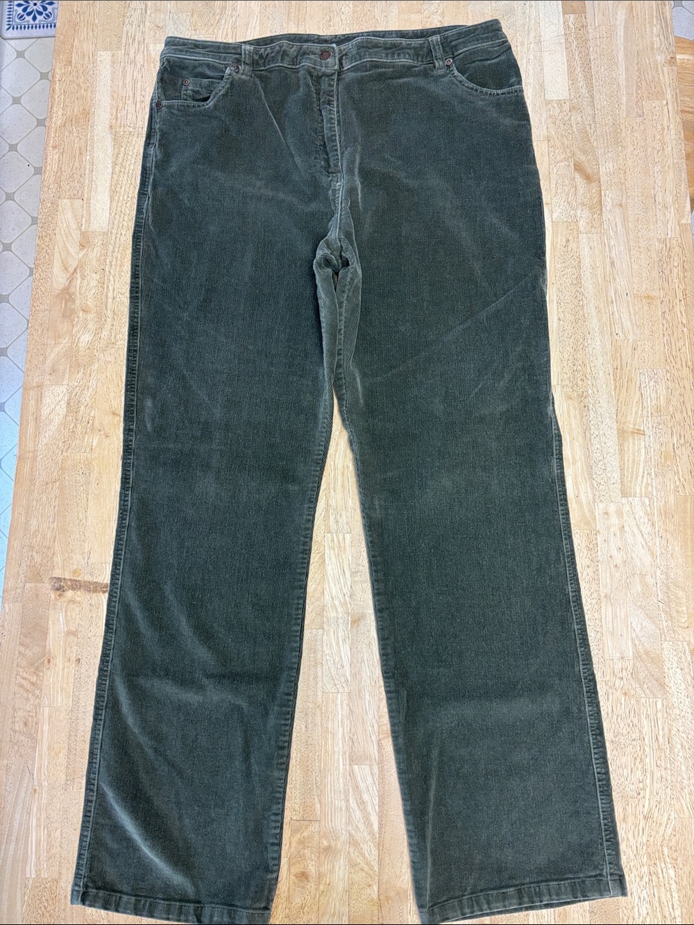 Woolrich Corduroy Pants High Waisted Straight Leg Olive Green Women Size 16 Tall